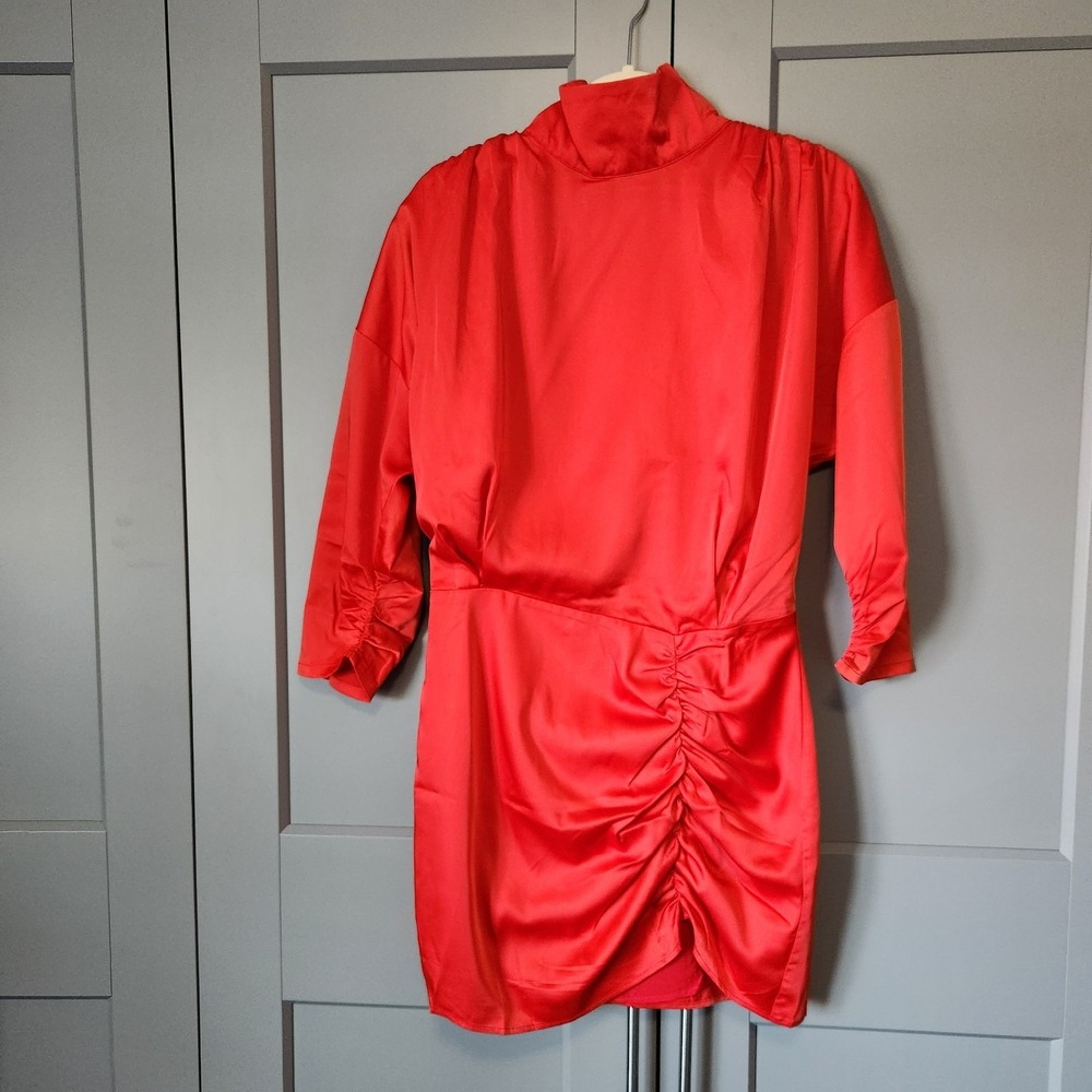 New Anthropologie WNTRMSE Red Kenzie Mini Dress Size L Large 12 Satin Short